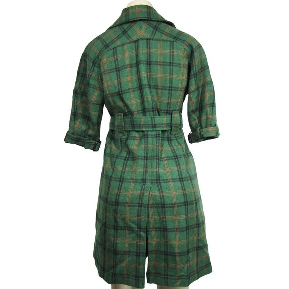 BB DAKOTA Y2K Plaid S Coat Dress Grunge Academia Preppy Green Hilda Tartan - Picture 5 of 13